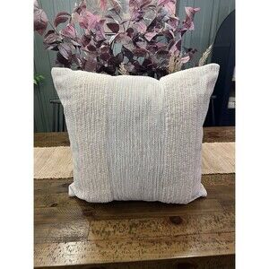 Oversized Textured Cotton Striped Square Throw Pillow Beige Threshold New